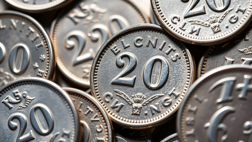 Twenty cent pieces coins