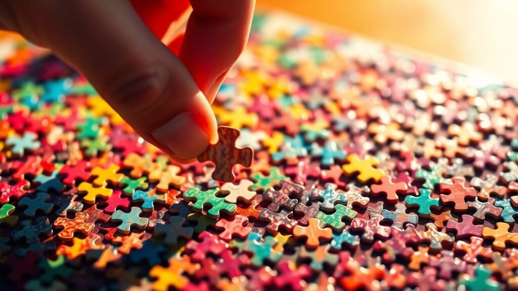 Completing a complex puzzle for project success.