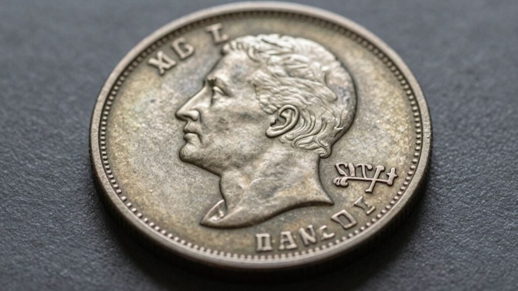 Close-up of a brilliant, detailed coin.
