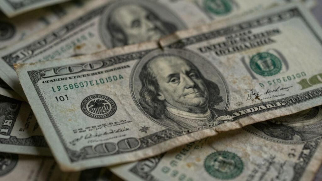 Damaged U.S. dollar bills in Chicago.