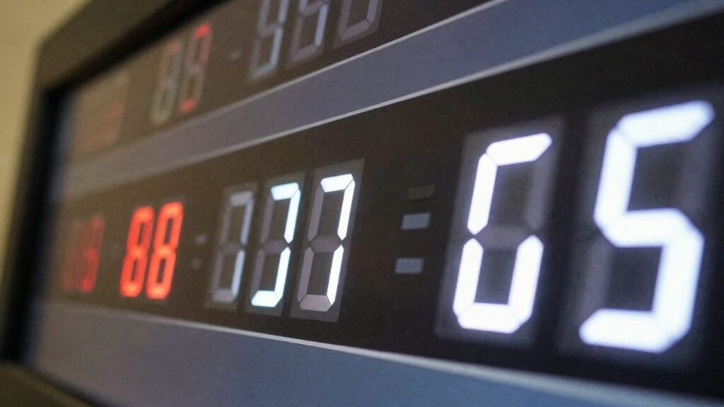 Stock ticker display with fluctuating numbers