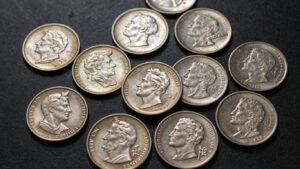 Collection of U.S. coins with chop marks.